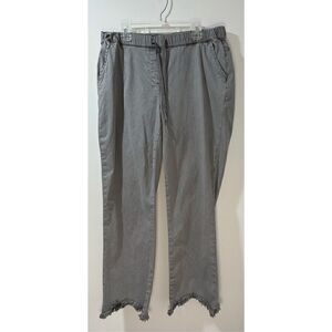 Charlie B women’s gray pull on drawstring raw hem pants size Medium. #24-0641